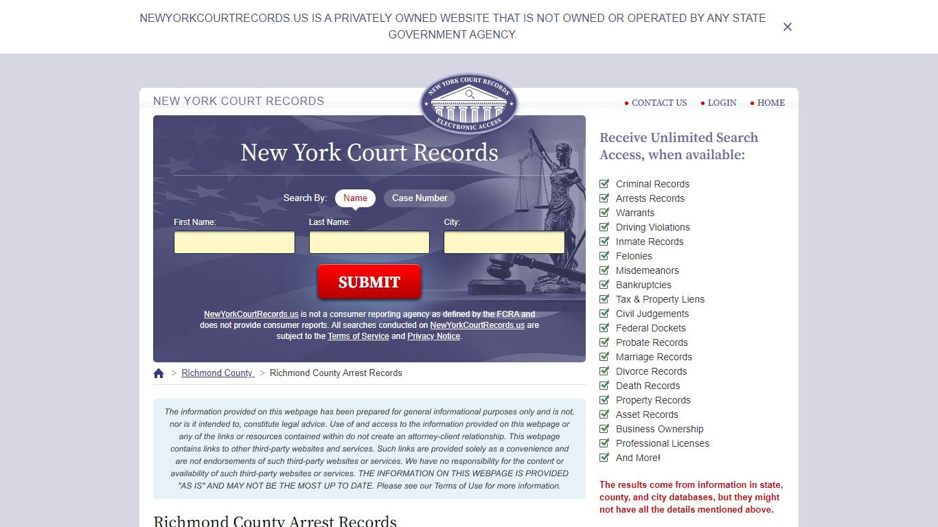 Richmond County Arrest Records | NewYorkCourtRecords.us