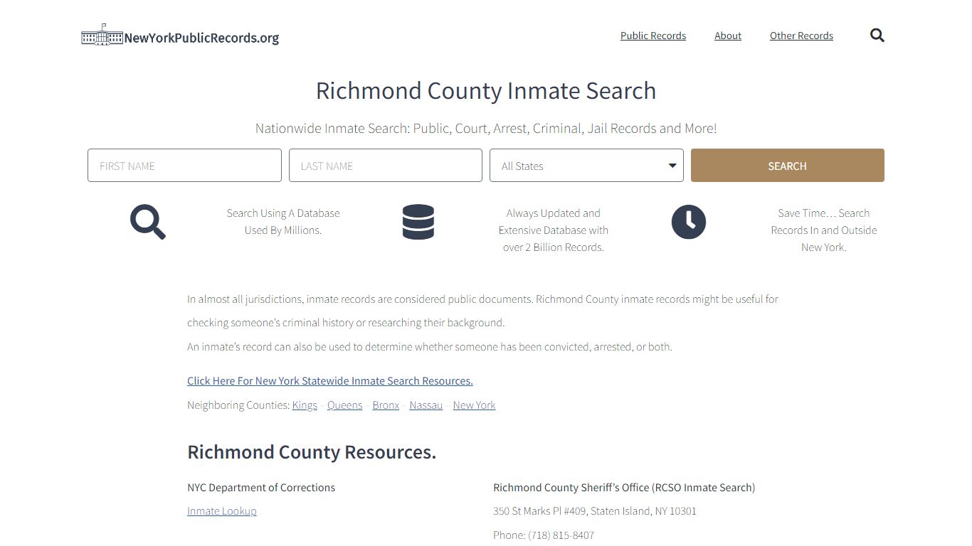 Richmond County Inmate Search - new york public records